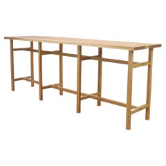 Table console minimaliste et géométrique assortie en chêne
