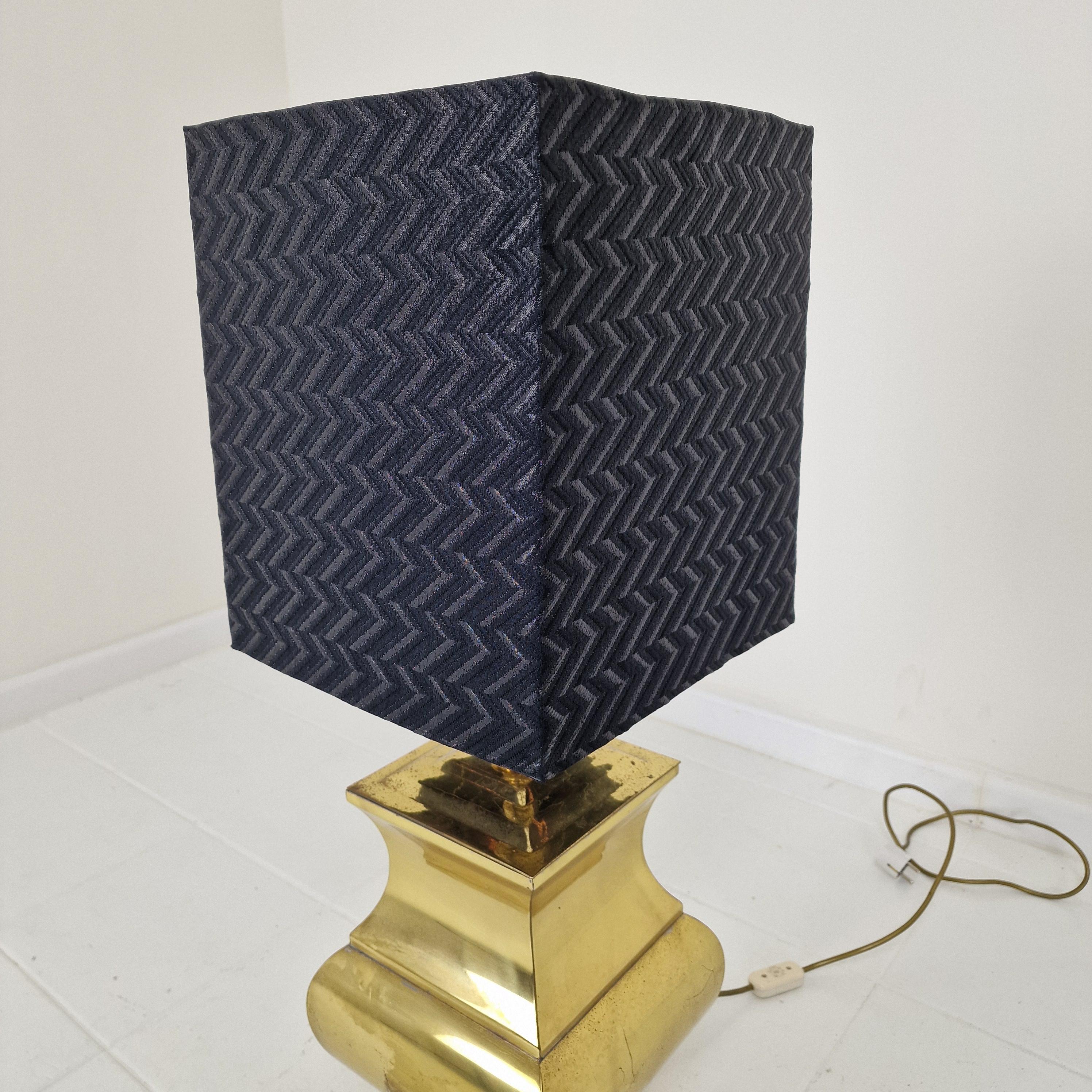 Pair of Large Italian Regency Style Table Lamps – Brass & Wood with Black Shades For Sale 15