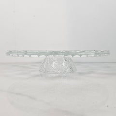 Mid-Century Art Deco Style Pressed Glass Pedestal Cake Stand, Belgium 1930's