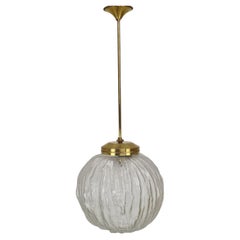 Mid-Century Angelo Brotto for Esperia Pendant Light in Murano Glass and Brass