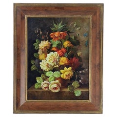 Klassisches Blumenstillleben von C. Adolph, Belgien, um 1940