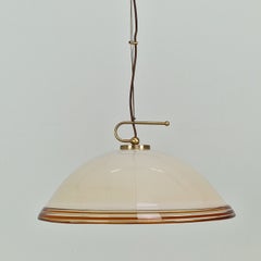 Vetrofond Italian Murano Glass Pendant Light with Brass Fixtures, 1980's