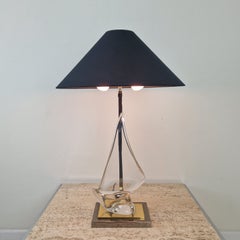 Exclusive Stilkronen Hollywood Regency Glass Sailboat Table Lamp, Italy 1970's