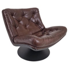 Original Artifort 975 Swivel Chair by Geoffrey Harcourt (80s Deep Brown Edition)