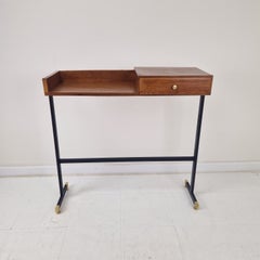 Italian Mid-Century Modern Console Table / Vanity with Brass Elements, 1950's