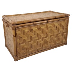 Mid-Century Modern Italian Woven Rattan and Bamboo Blanket Chest or Trunk, 1970s