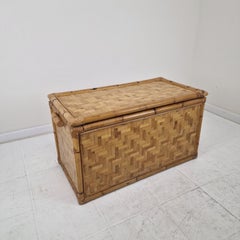 Mid-Century Modern Italian Woven Rattan and Bamboo Blanket Chest or Trunk, 1970s