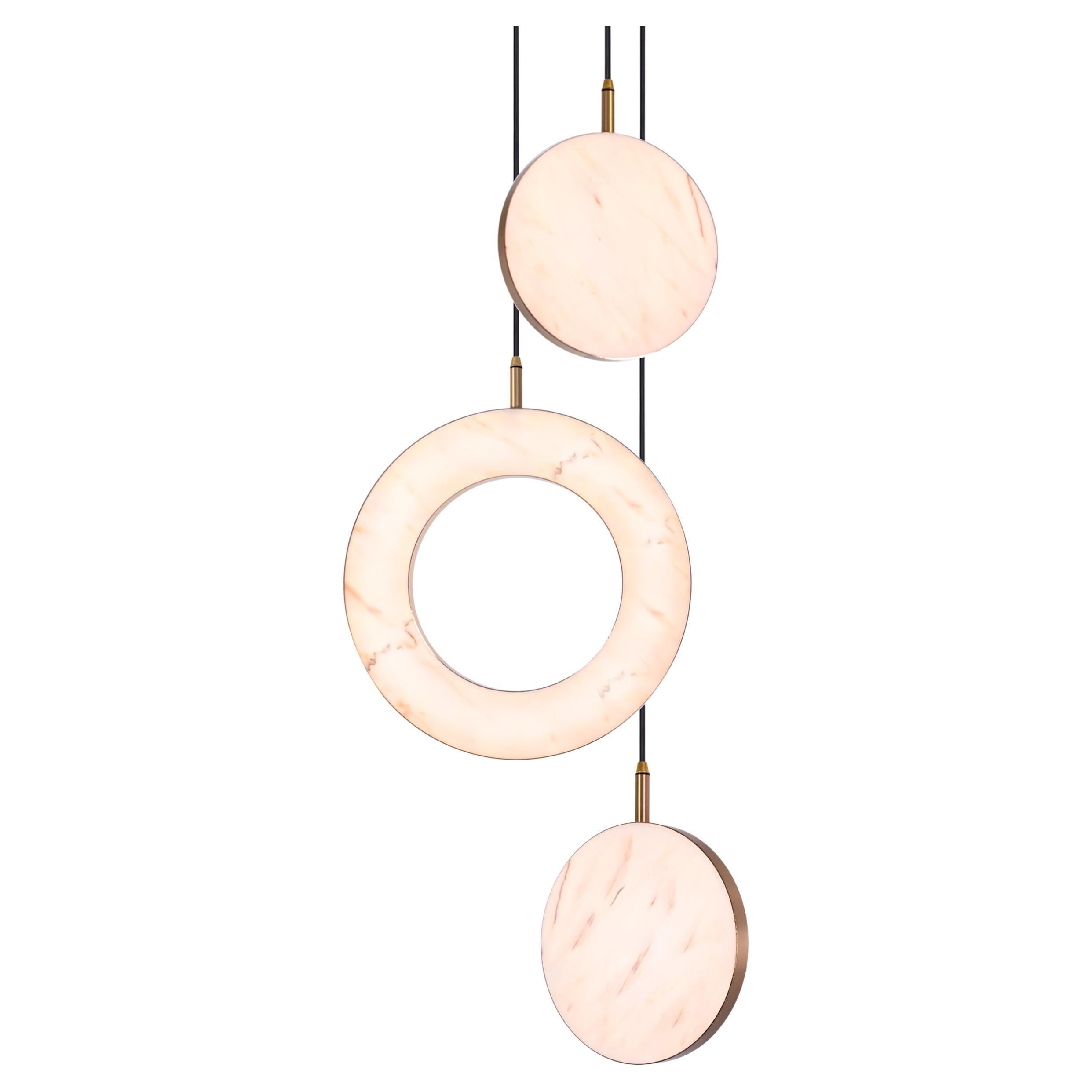 ‘Rosa Ring, 3 Piece’ by Marc Wood. Brass and Rosa Marble, handmade lamps (LED)