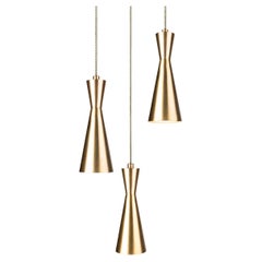 Cone Lamp 3-Piece by Marc Wood, Handmade Brass Lamps w/GU10 LED Bulbs