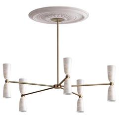 Marc Wood Figure Chandelier Luxury Light Large, Brushed Brass & Alabsater