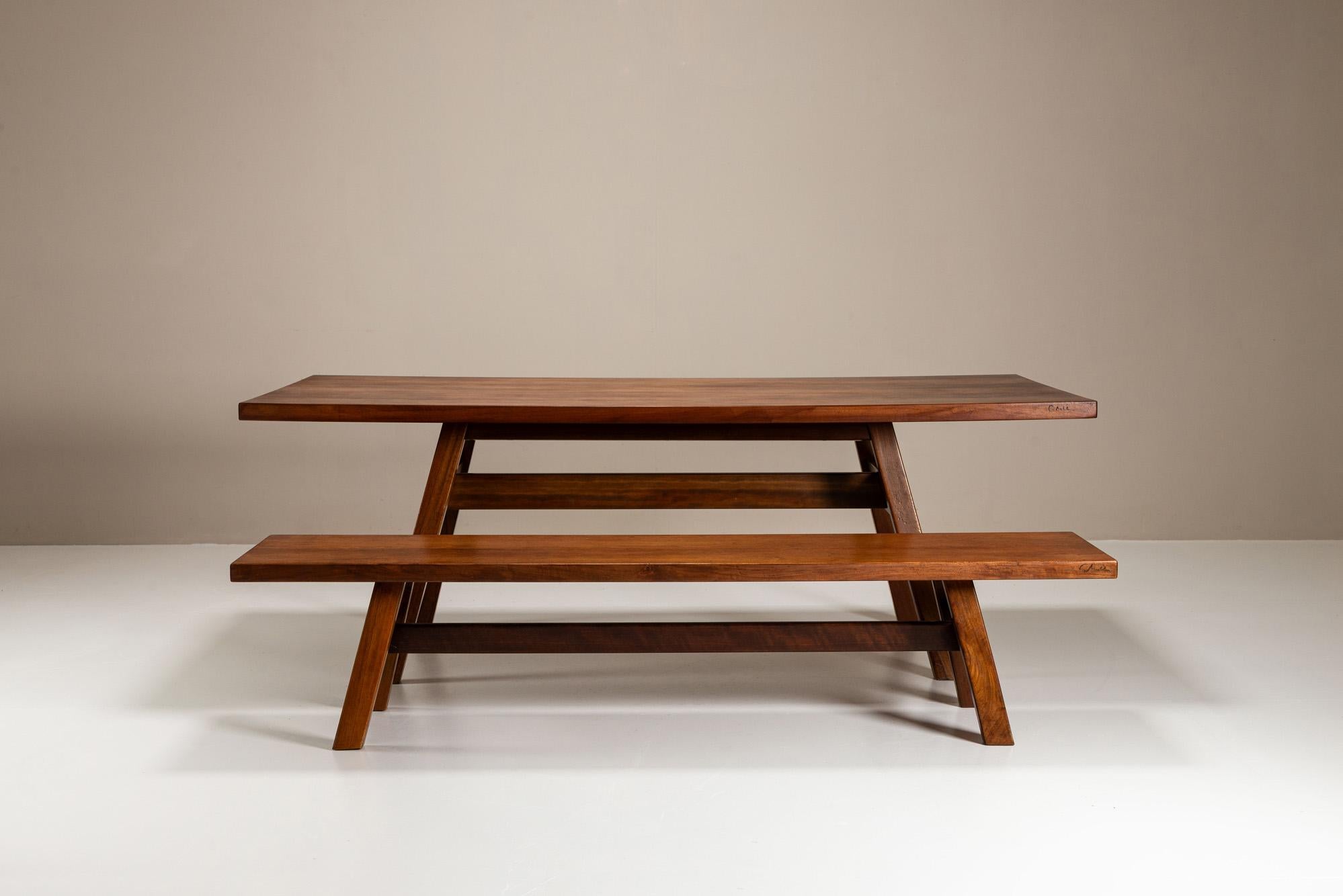 Walnut Giovanni Michelucci 'Torbecchia' Dining Table and Bench for Poltronova, 1965 For Sale