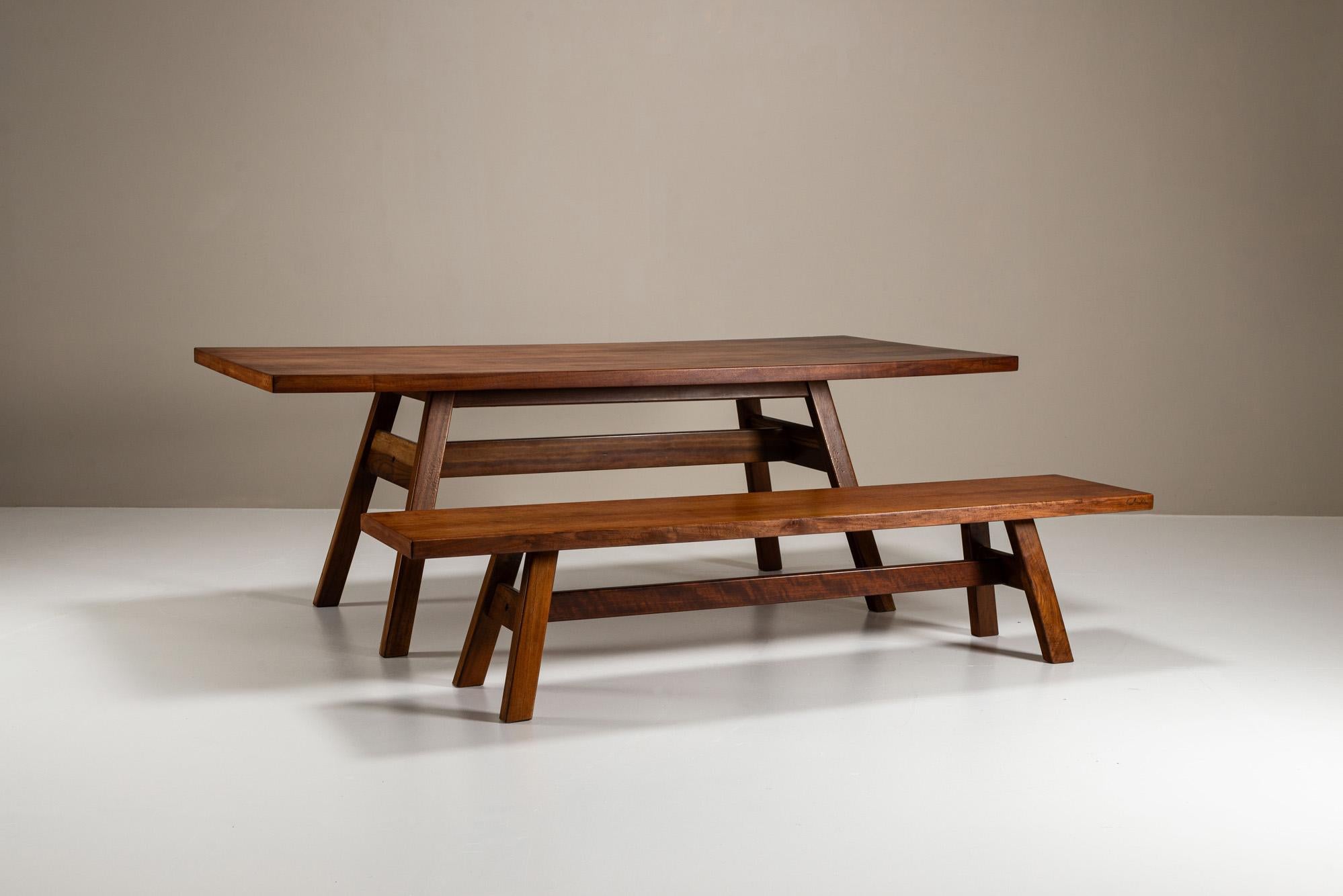 Mid-Century Modern Giovanni Michelucci 'Torbecchia' Dining Table and Bench for Poltronova, 1965 For Sale