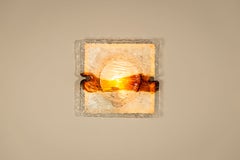 Set of Three Cristal & Amber "Quilt" Walllamps by Venini, Italy 1970s