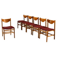 Sechser-Set Gianfranco-Frattini-Esszimmerstühle in Burgunderrot, Italien, 1960er Jahre