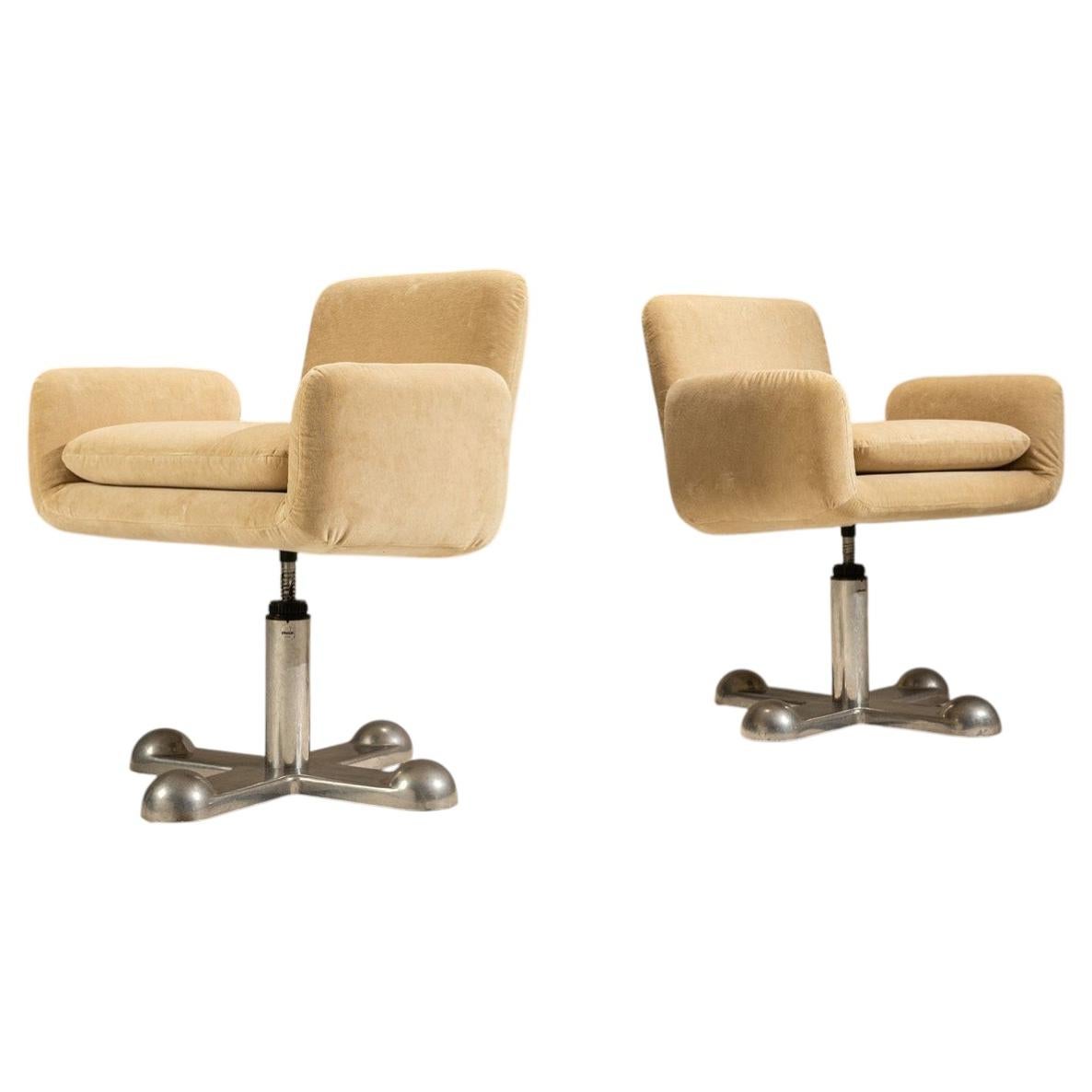Set of Two ‘Planula’ Swivel Armchairs by Ettore Sottsass, Italy 1970's