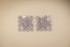 Pair of Carlo Nason mod. 'LP 236' Wall Lamps with Violet Glass Discs, Italy