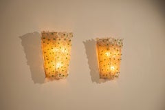 Pair of Murano Glass Floral Wall Lights, attr. to Barovier & Toso, Italy 1940's