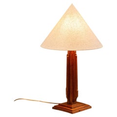 Amsterdam-Schule, Art déco, Tischlampe aus Holz, 1930er Jahre