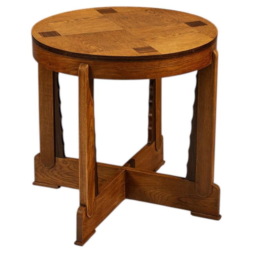 Amsterdam School, Art Deco, Side Table in Oak with Coromandel Accents, 1930's