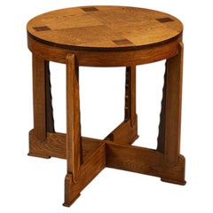 Amsterdam School, Art Deco, Side Table in Oak with Coromandel Accents, 1930's