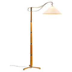 Elegant Floor Lamp in Wood and Brass, Sweden 1940's