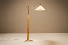 Elegant Floor Lamp in Wood and Brass, Sweden 1940's
