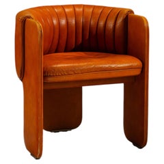 Sillón «Dinette» de Luigi Massoni para Poltrona Frau, en piel color coñac