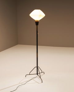 Stilnovo Floor Lamp with Opaline Glass Shade, Italy 1950s