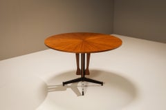 Round Dining Table by Carlo Ratti in Teak Veneer, Italy 1950's