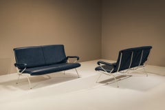 Pair of D 57 Two-Seater Sofas in Petrol by Mario Rinaldi for MIM Roma, Italy 19