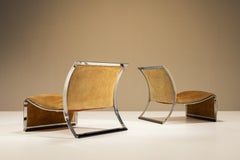 Vittorio Introini Set of Lounge Chairs in Nubuck Leather for Saporiti