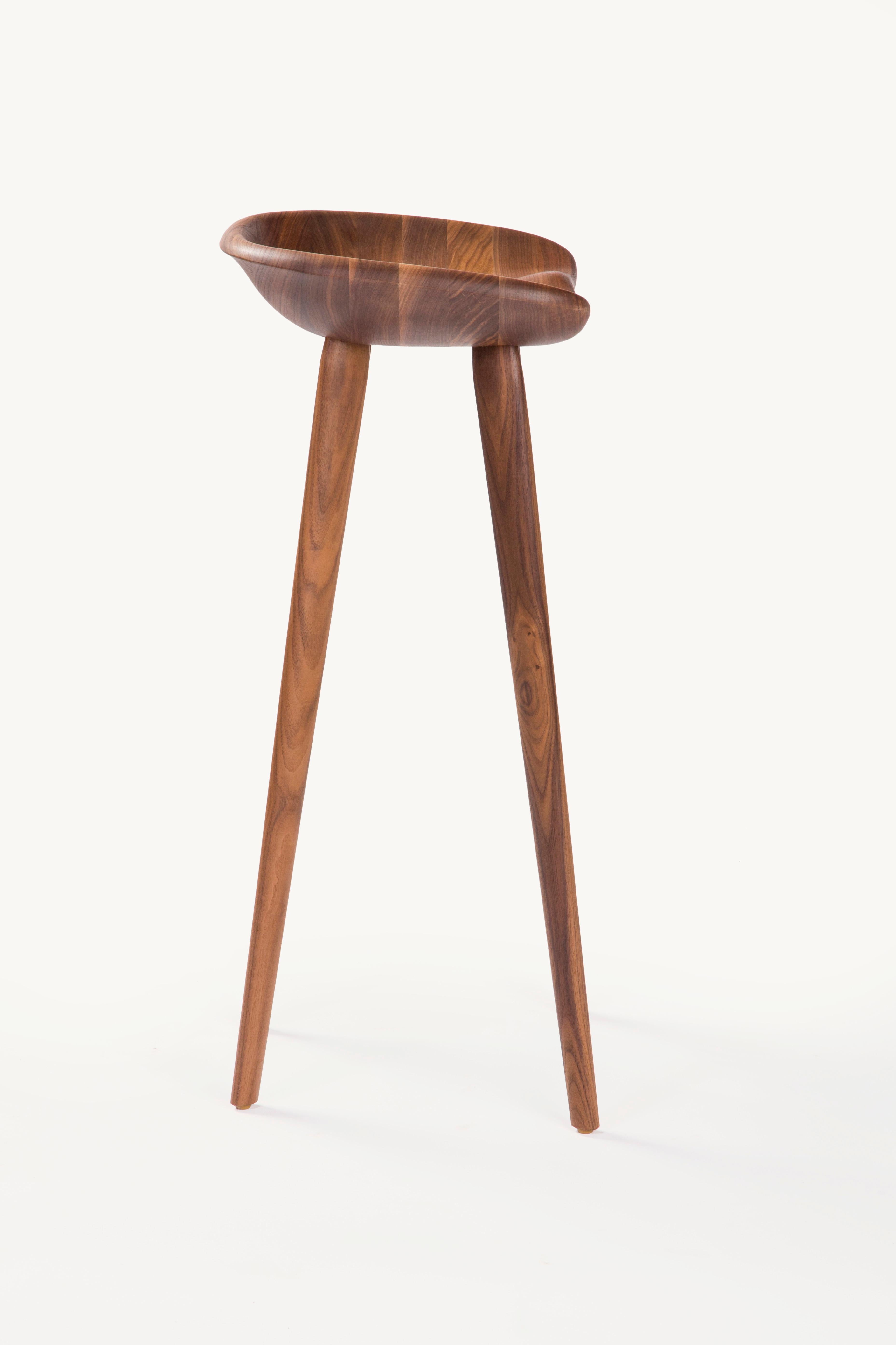 For Sale: Brown (Wood Walnut Natural) Tractor Bar Stool in Carved, Solid Wood by Craig Bassam 4