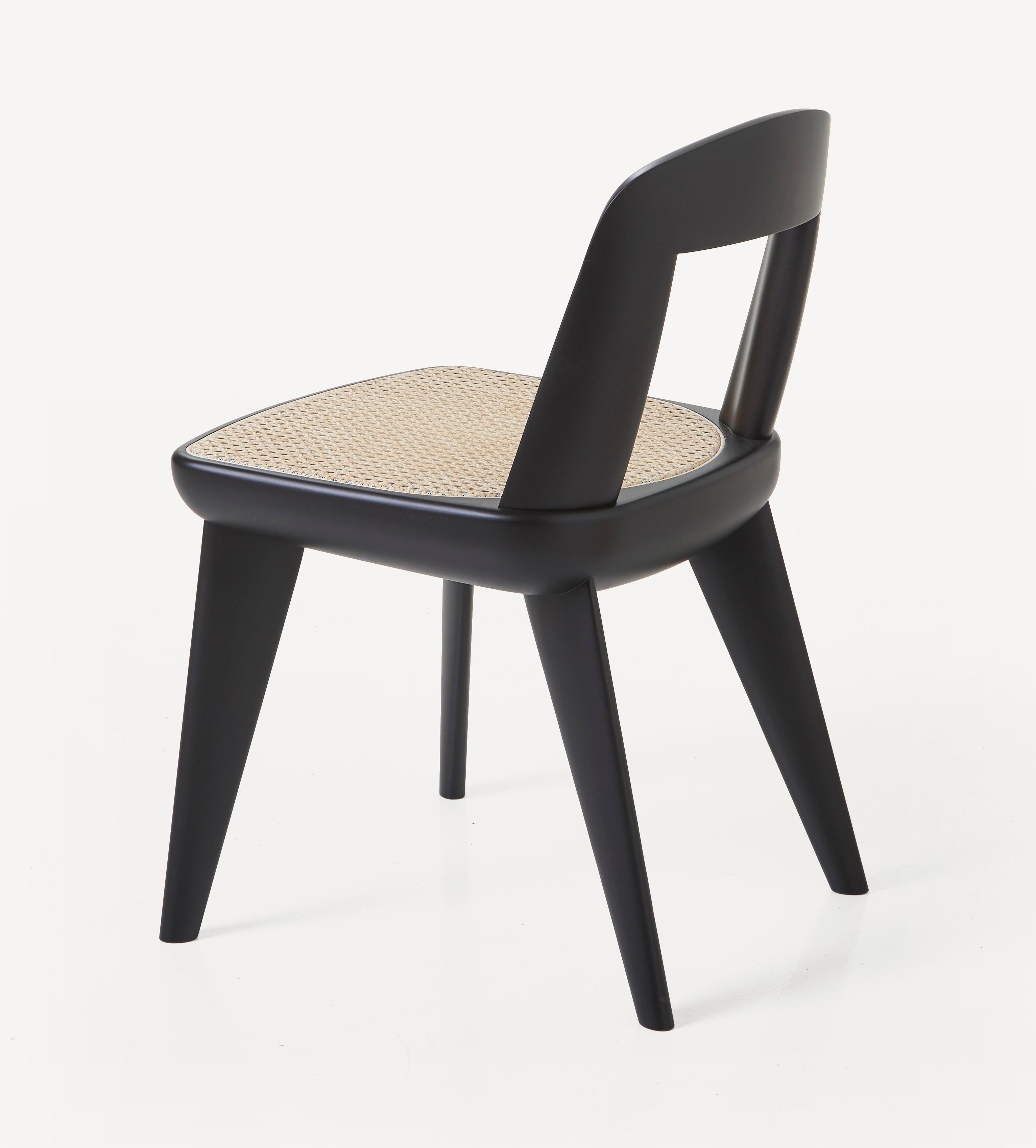 For Sale: Black (Wood Ebonized Beech) Brutus Armless Chair in Solid Wood with Cane Seat Designed by Craig Bassam 2
