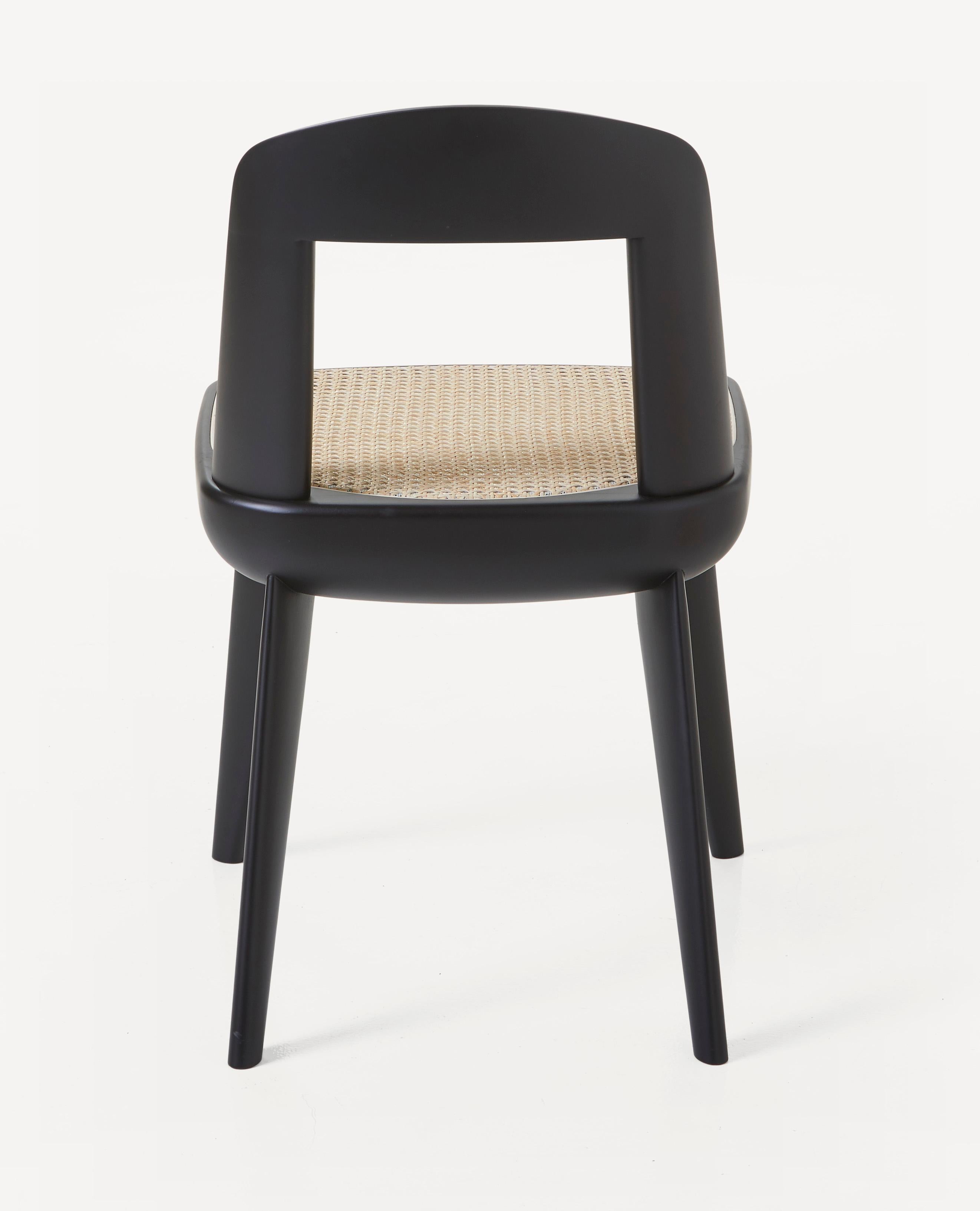 For Sale: Black (Wood Ebonized Beech) Brutus Armless Chair in Solid Wood with Cane Seat Designed by Craig Bassam 4