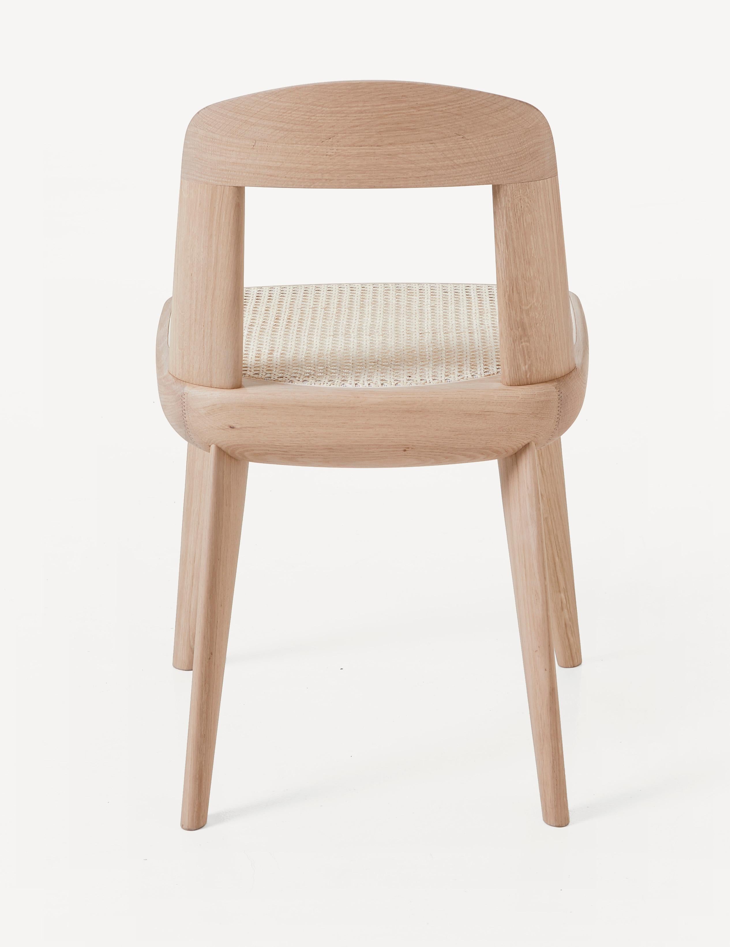 For Sale: Brown (Wood White Oak Raw Effect) Brutus Armless Chair in Solid Wood with Cane Seat Designed by Craig Bassam 4