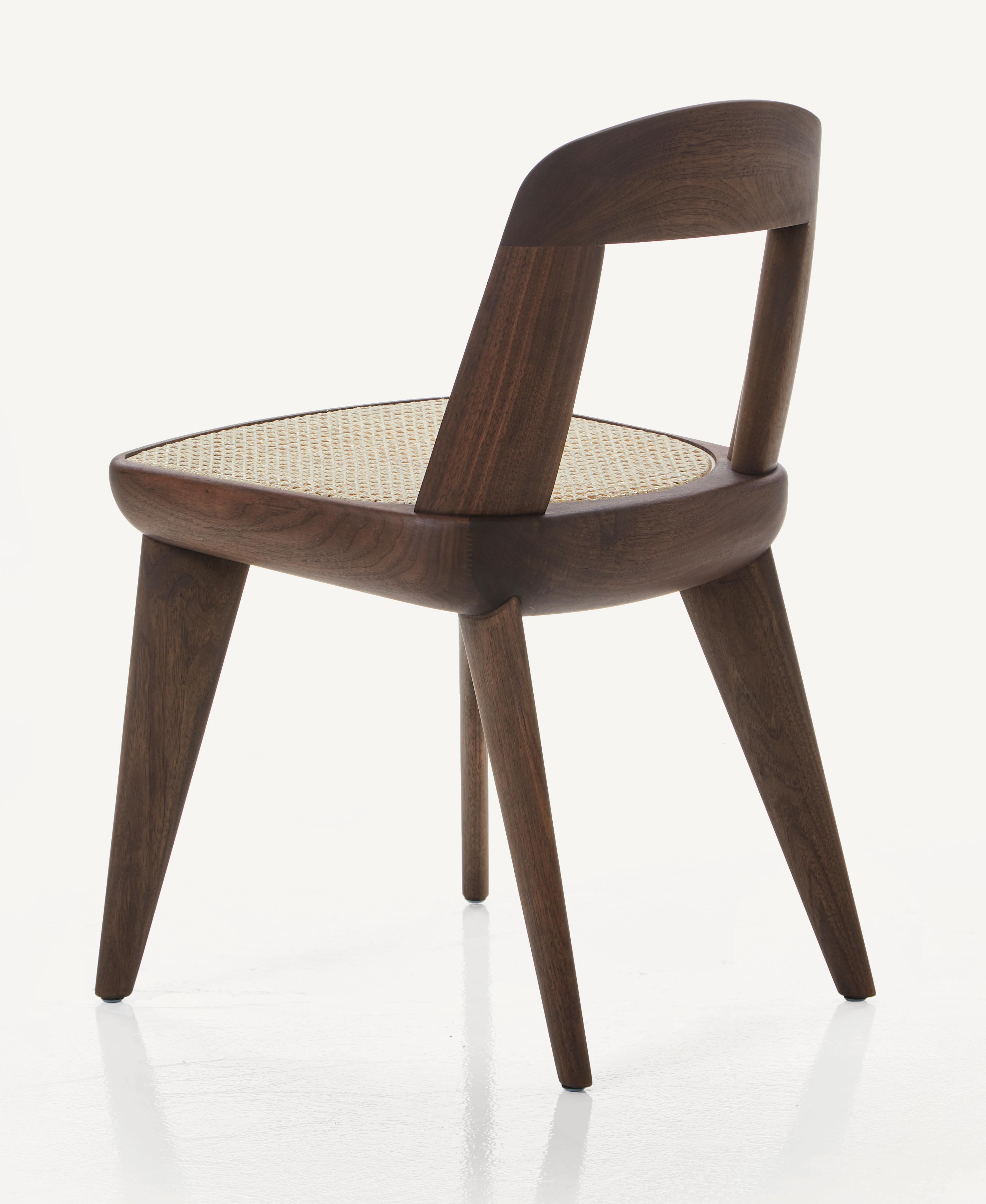 For Sale: Brown (Wood Walnut Black Oil) Brutus Armless Chair in Solid Wood with Cane Seat Designed by Craig Bassam 2