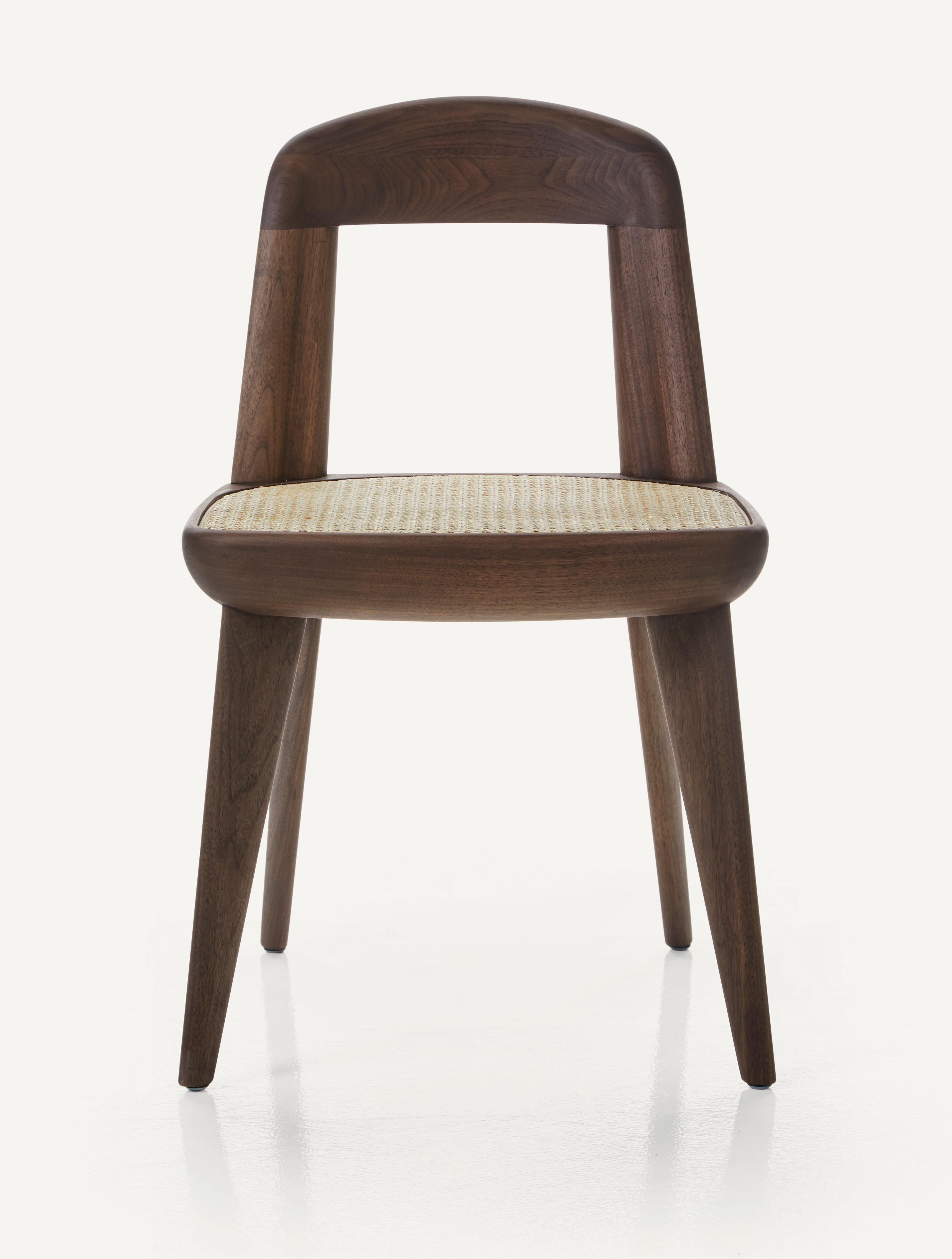 For Sale: Brown (Wood Walnut Black Oil) Brutus Armless Chair in Solid Wood with Cane Seat Designed by Craig Bassam 3