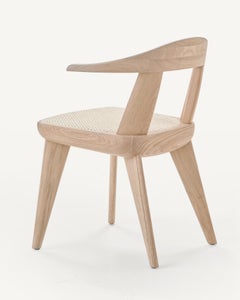 Brutus Armchair in Solid Wood with Cane Seat Designed by Craig Bassam