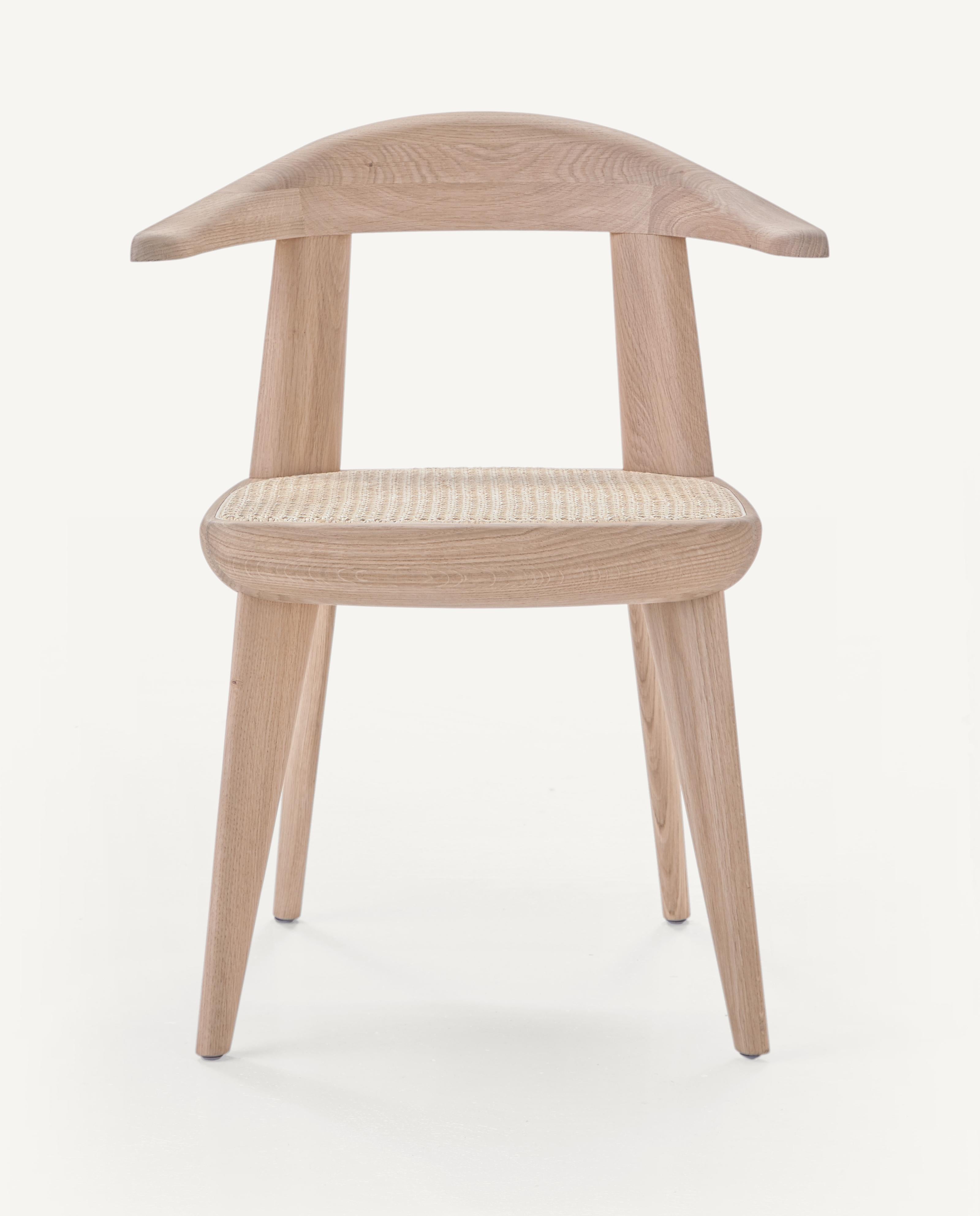 For Sale: Brown (Wood White Oak Raw Effect) Brutus Armchair in Solid Wood with Cane Seat Designed by Craig Bassam 3