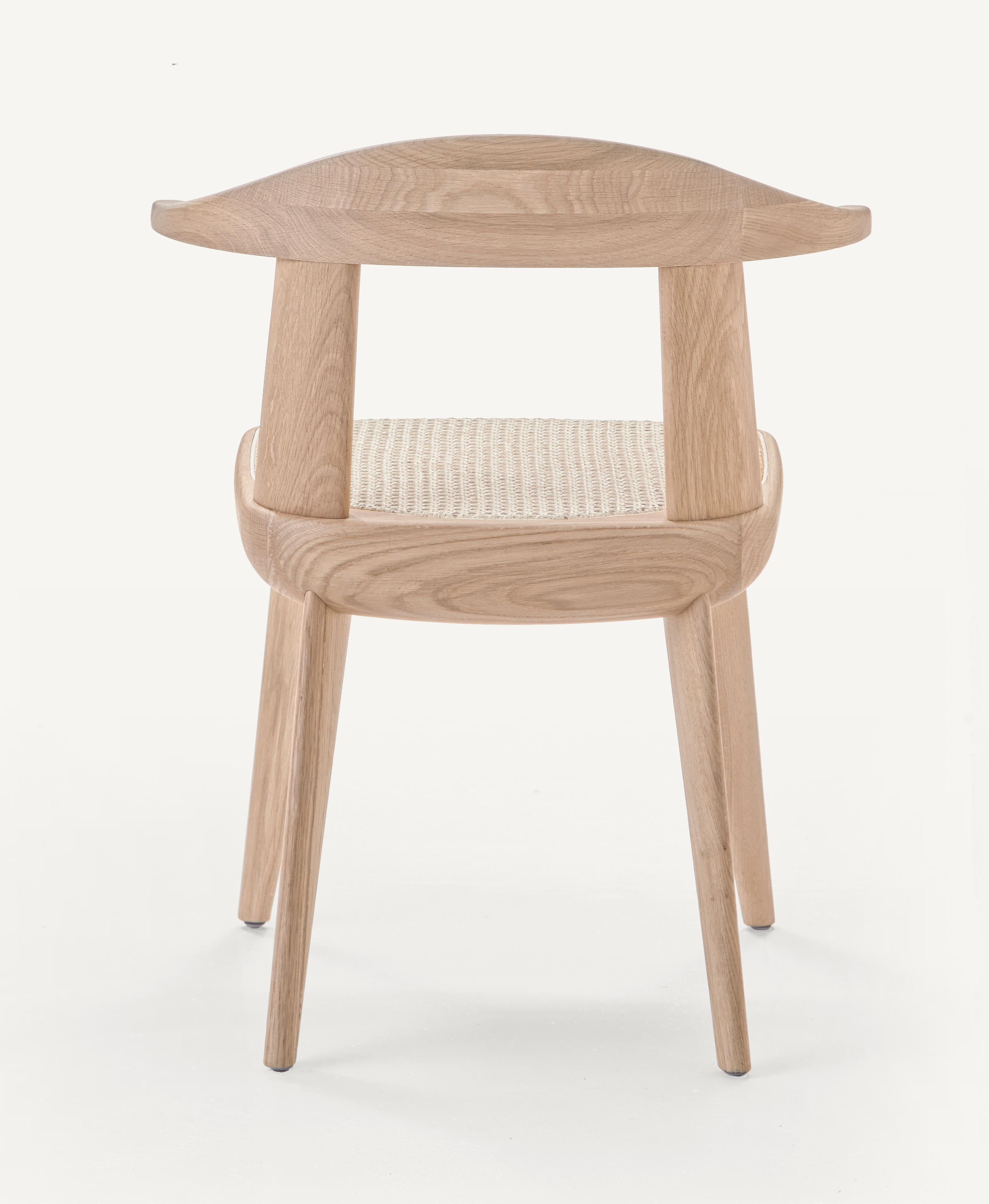 For Sale: Brown (Wood White Oak Raw Effect) Brutus Armchair in Solid Wood with Cane Seat Designed by Craig Bassam 4