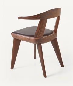 Brutus Armchair in Solid Walnut with Leather Seat Designed by Craig Bassam