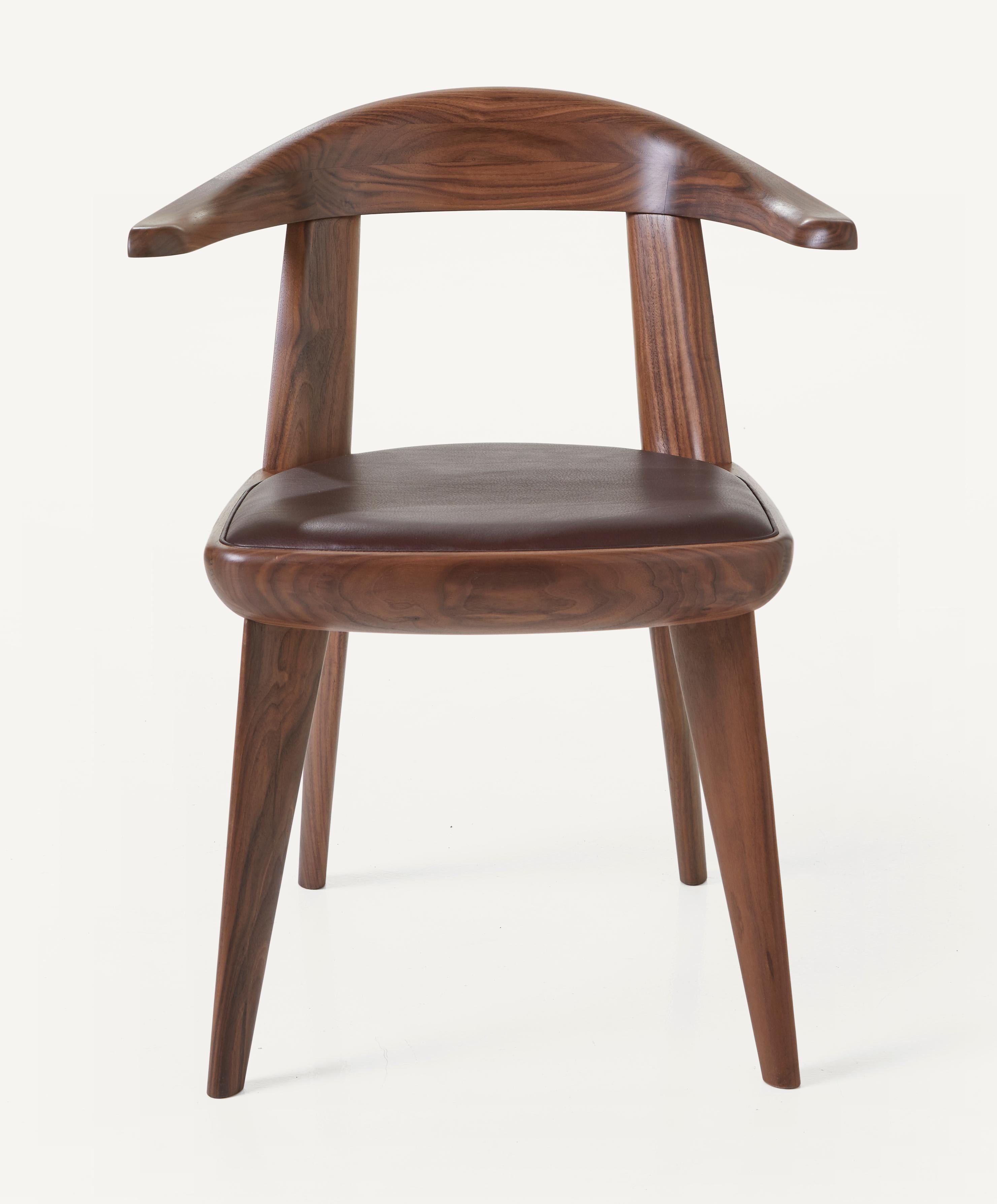 For Sale: Brown (Elegant 93957 Dark Brown) Brutus Armchair in Solid Walnut with Leather Seat Designed by Craig Bassam 3