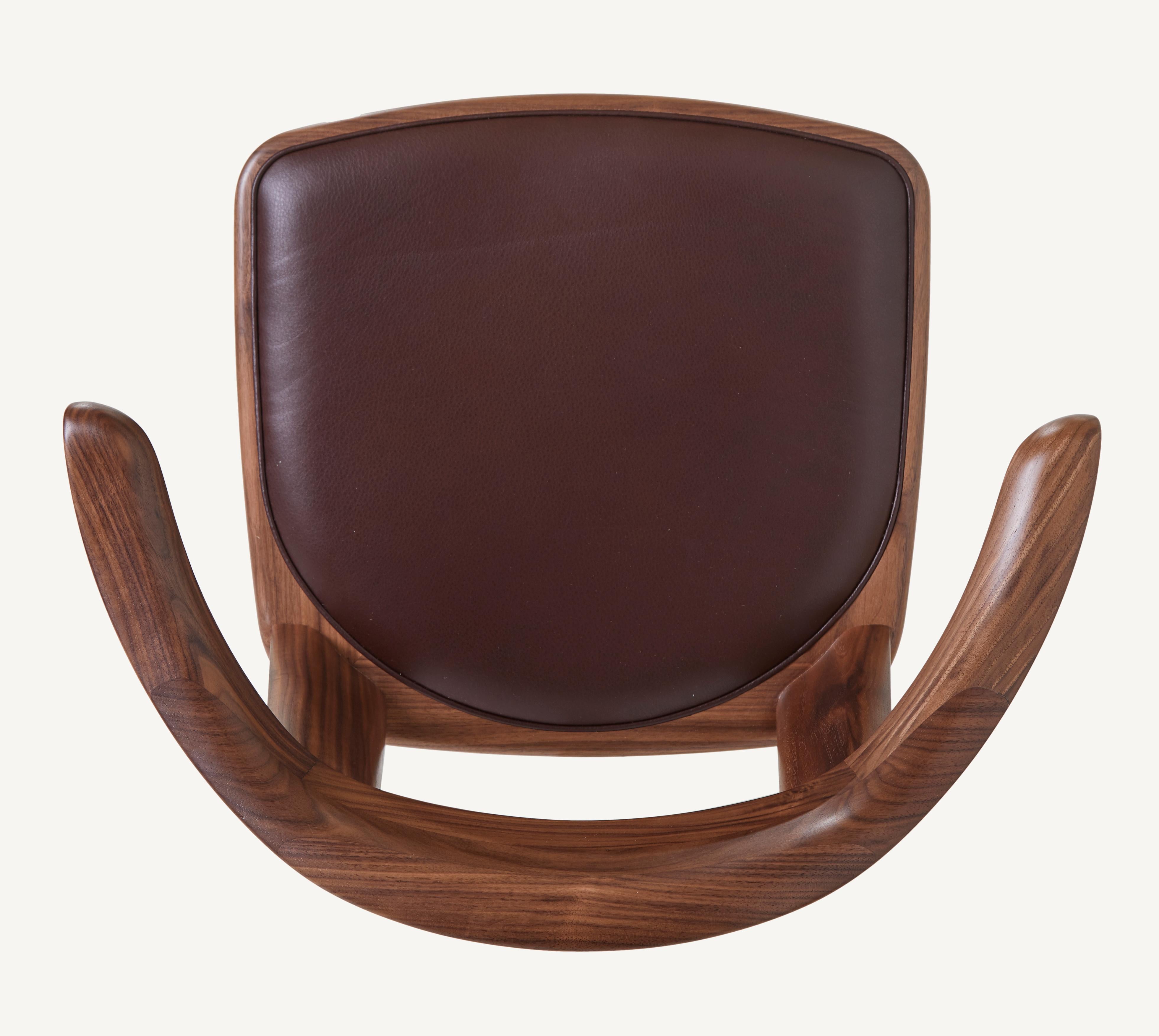 For Sale: Brown (Elegant 93957 Dark Brown) Brutus Armchair in Solid Walnut with Leather Seat Designed by Craig Bassam 6