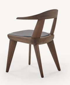 Brutus Armchair in Walnut Black Oil with Leather Seat Designed by Craig Bassam