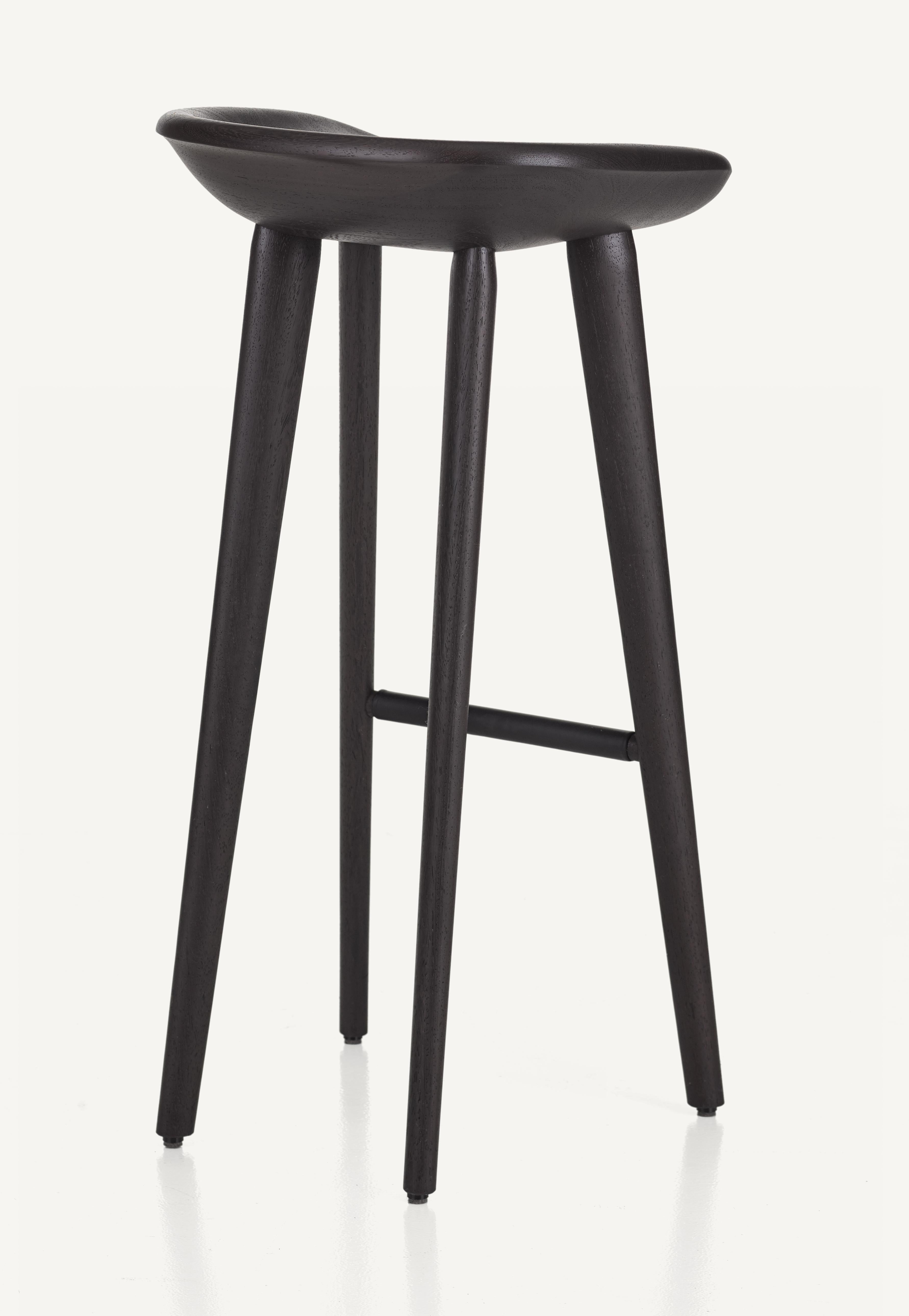 For Sale: Black (Wood Ebonized Ash) Tractor Bar Stool in Carved, Solid Wood by Craig Bassam 2
