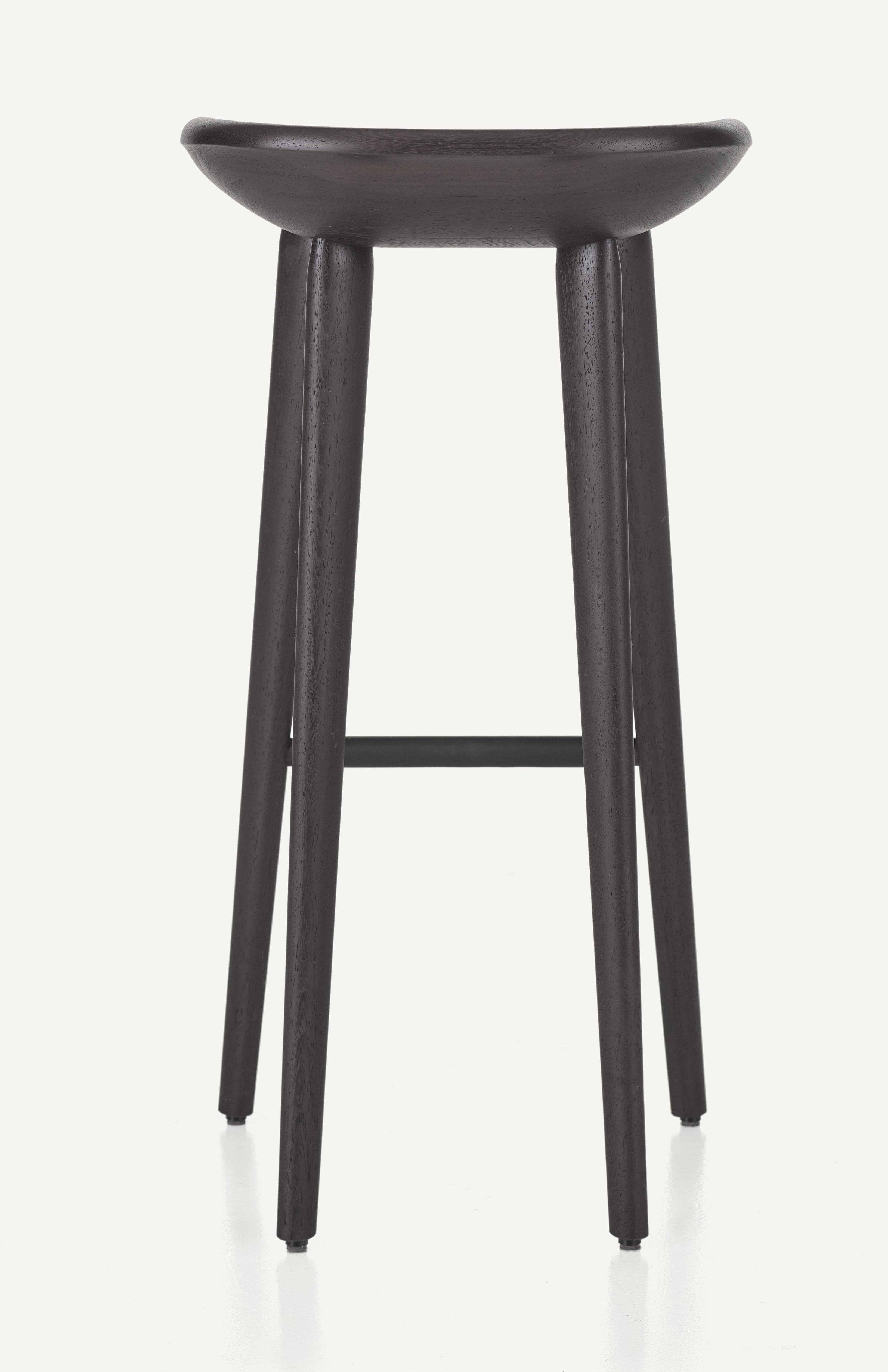 For Sale: Black (Wood Ebonized Ash) Tractor Bar Stool in Carved, Solid Wood by Craig Bassam 4