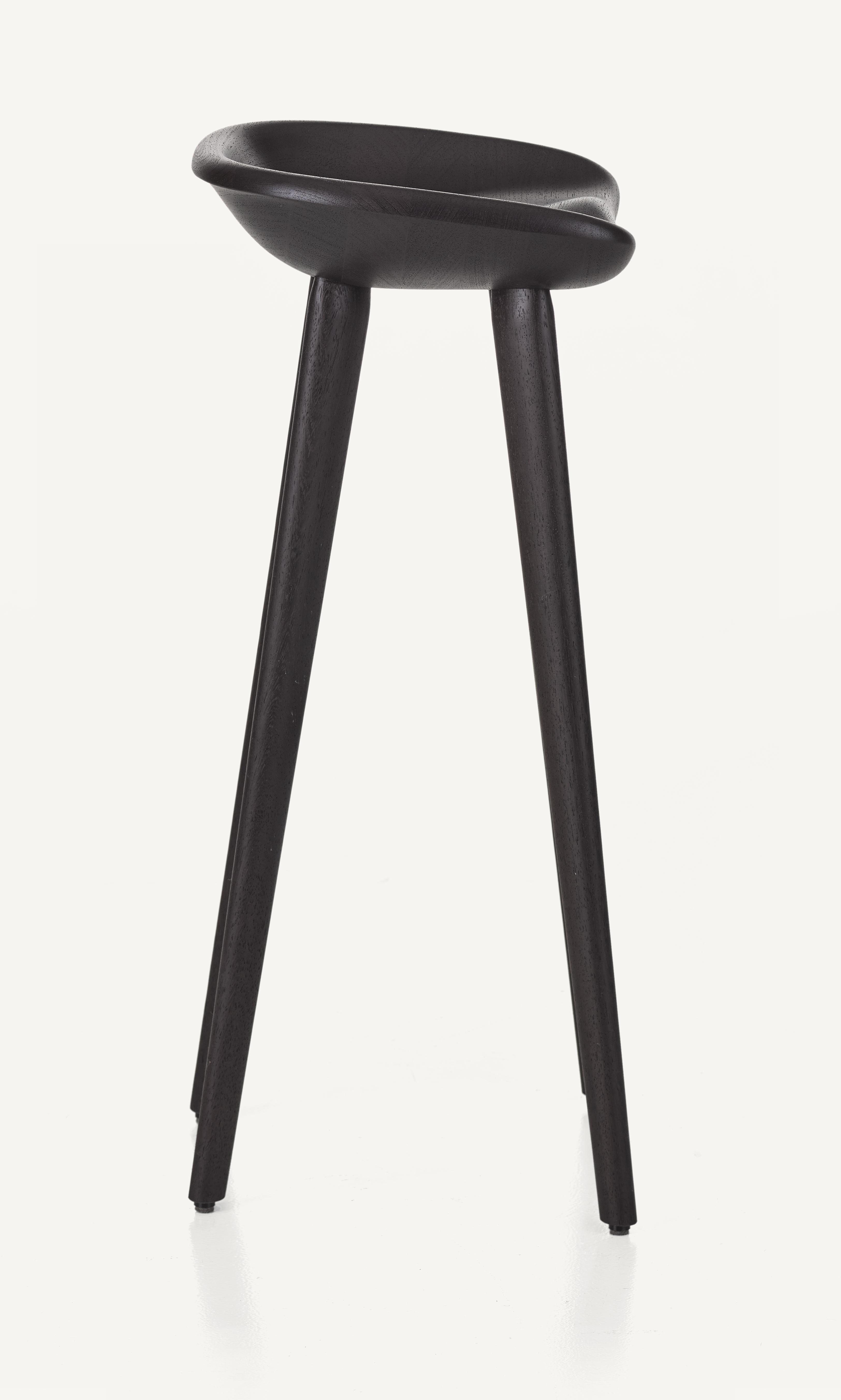 For Sale: Black (Wood Ebonized Ash) Tractor Bar Stool in Carved, Solid Wood by Craig Bassam 5