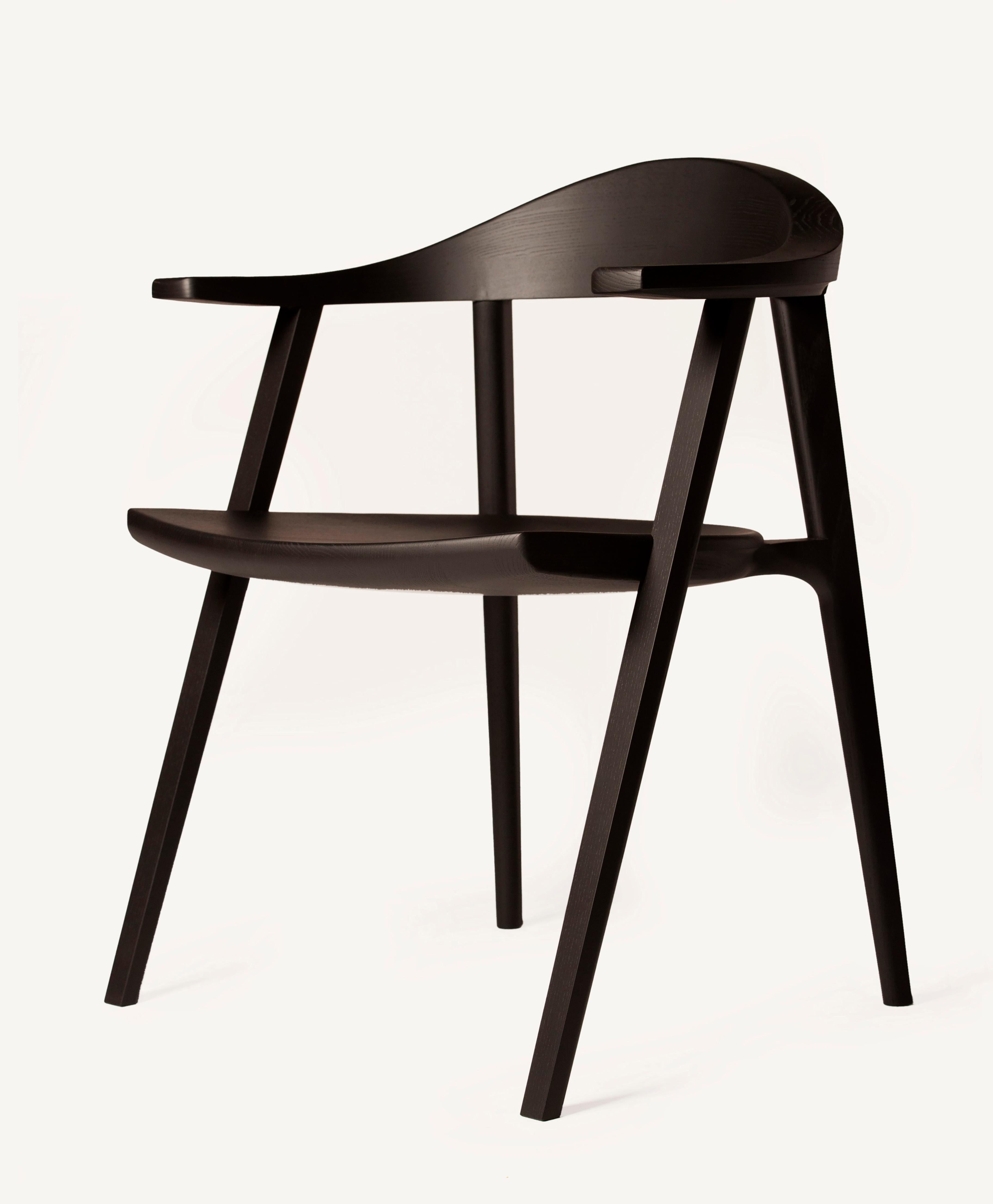 For Sale: Black (Wood Ebonized Ash) Mantis Chair in Carved, Solid Wood by Craig Bassam