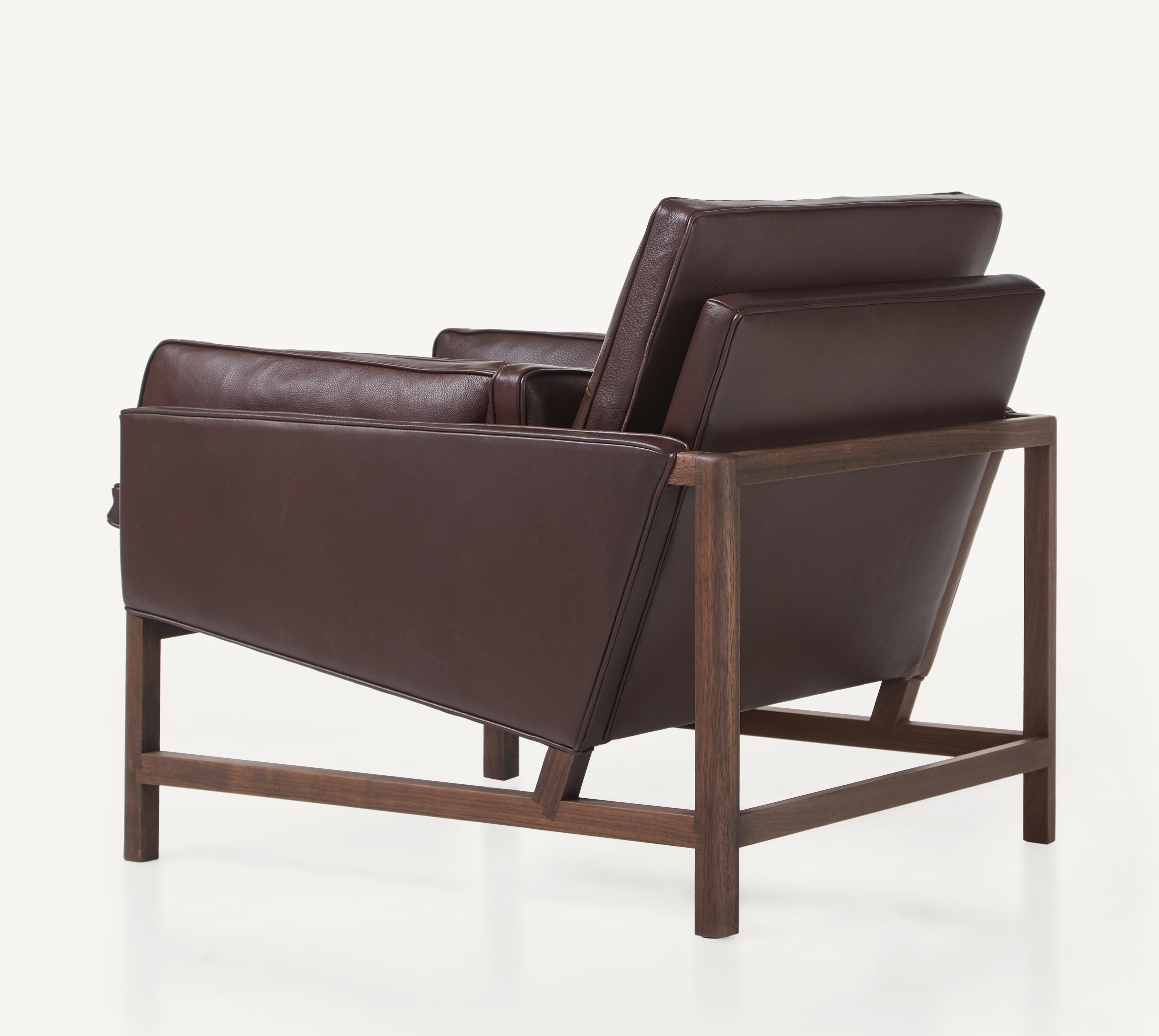 For Sale: Brown (Comfort 93287 Chocolate) Wood Frame Low Back Lounge Chair in Walnut Black Oil Designed by Craig Bassam 2