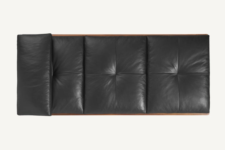 For Sale: Black (Elegant 99001 Black) Daybed in Walnut and Leather Designed by Craig Bassam 5